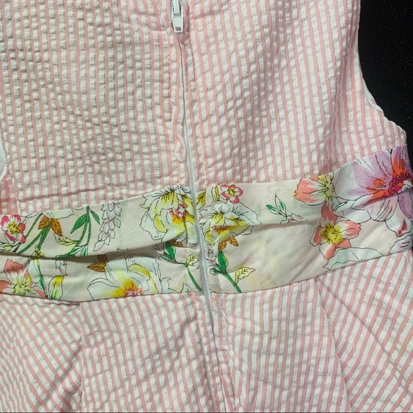 Girls Seersucker/Floral Bow-Waist Hi-Low Dress - Picture 9 of 9